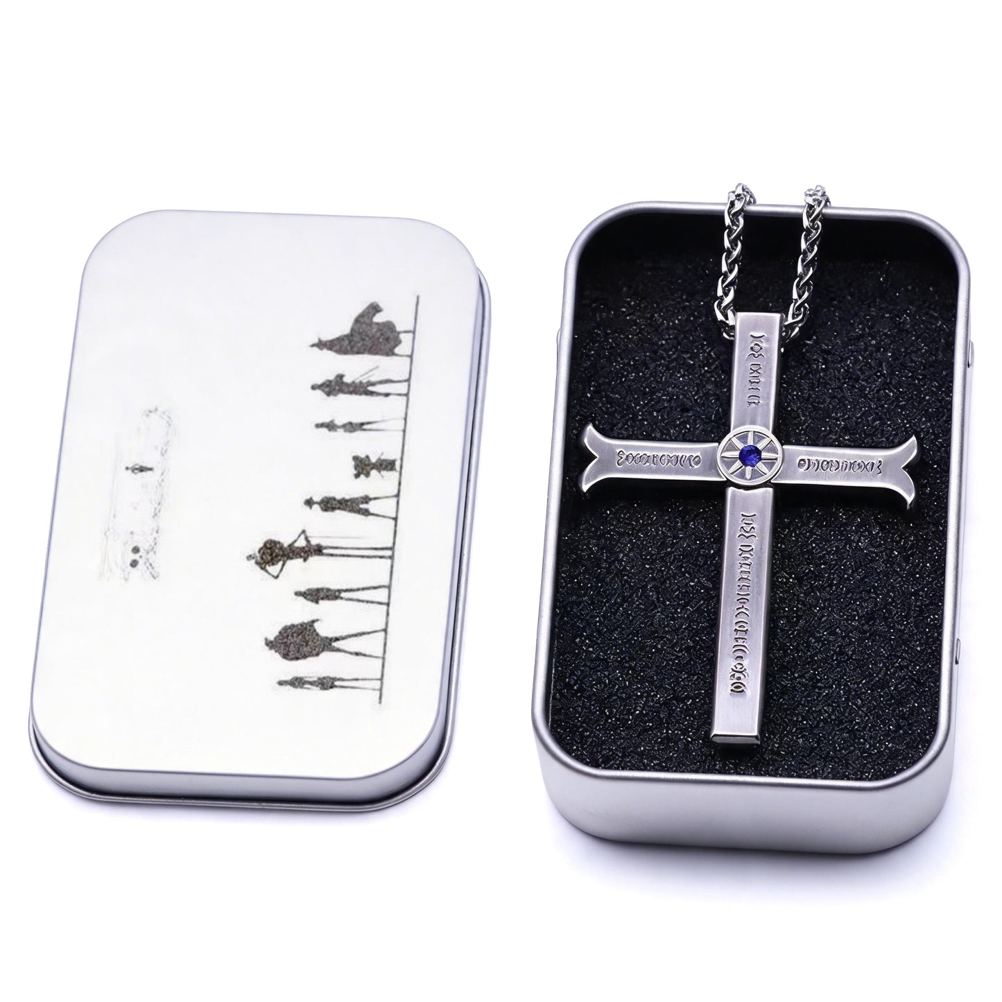 One Piece Dracule Mihawk Anime Cross Sword Pendant Necklace & Keychain, Detachable Blade Titanium Steel Jewelry 2 Colors Anime Character Collectible Accessory Set