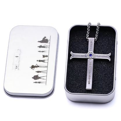 One Piece Dracule Mihawk Anime Cross Sword Pendant Necklace & Keychain, Detachable Blade Titanium Steel Jewelry 2 Colors Anime Character Collectible Accessory Set
