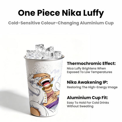 One Piece Monkey D Luffy Nika Gear 5 Cold Sensitive Color Changing Aluminum Water Cup, 470ml Food Grade Anime Character Thermochromic Drinking Cup Collectible Gift