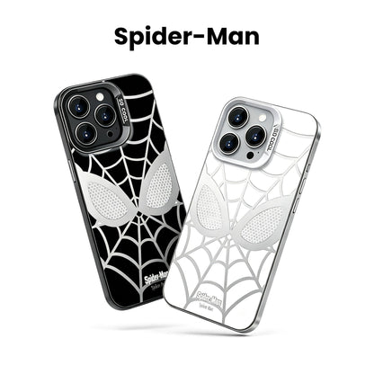Marvel Spider-Man Mask Web Pattern Phone Case 2 Colors Glossy Anti-Fingerprint Camera Protective Slim Shockproof Comfort Grip Protective Cover For iPhone Series