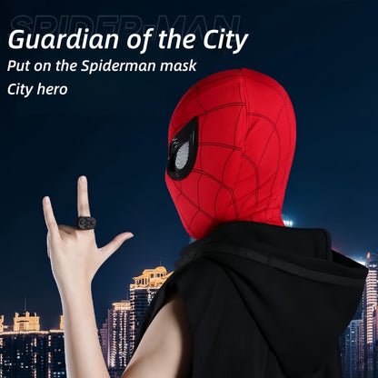 Marvel Spider‑Man Gwen Stacy Miles Morales Electric Mask LED Light Movable Eyes Remote Control Ring Lycra Full Face Helmet Cosplay Costume Prop Multiple Styles For Halloween Anime Fans