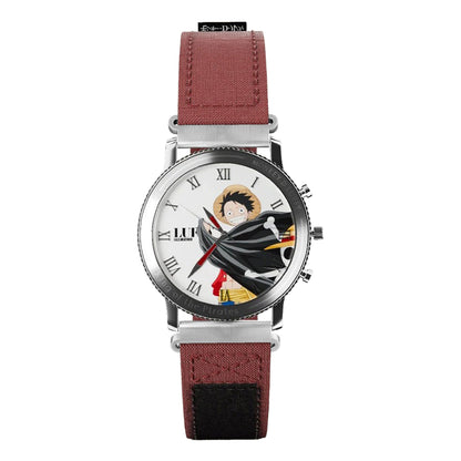 One Piece Monkey D Luffy Roronoa Zoro Anime Blind Box Quartz Watch, Straw Hat Crew Character Leather Strap Wrist Watch Collectible Gift Box Set