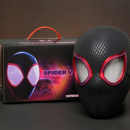 Marvel Spider‑Man Gwen Stacy Miles Morales Electric Mask LED Light Movable Eyes Remote Control Ring Lycra Full Face Helmet Cosplay Costume Prop Multiple Styles For Halloween Anime Fans