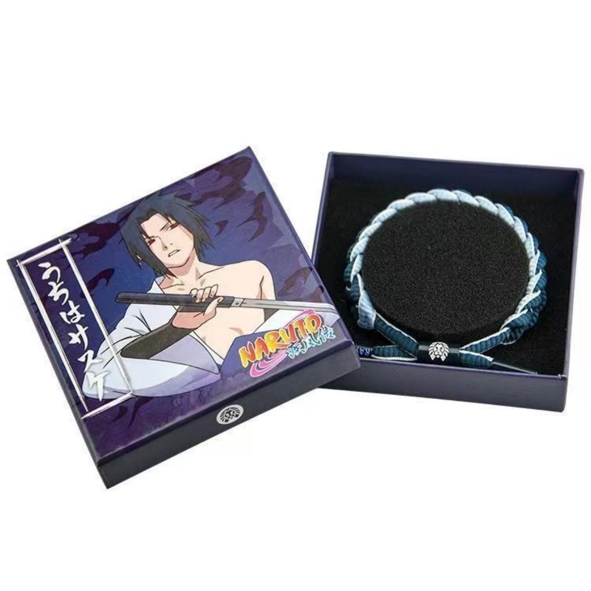 Naruto Sasuke Anime Braided Rope Bracelet, Adjustable Woven Shoelace Wristband Anime Character Cosplay Jewelry With Gift Box For Men Women Teens