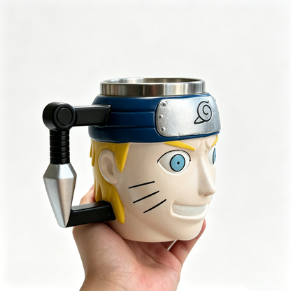 Naruto Shippuden Character 3D Sculpted Mug, Stainless Steel Lined Anime Coffee Cup, Collectible Anime Drinkware for Fan