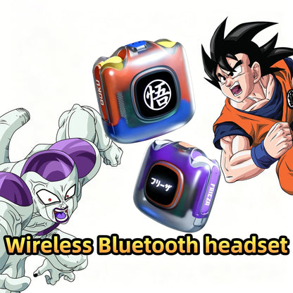 Dragon Ball Son Goku Frieza TWS Wireless Bluetooth 5.3 Earbuds, Transparent Glowing Light Screen Charging Case, Portable Semi‑in‑Ear Anime Headset For Sports Gaming Daily Use