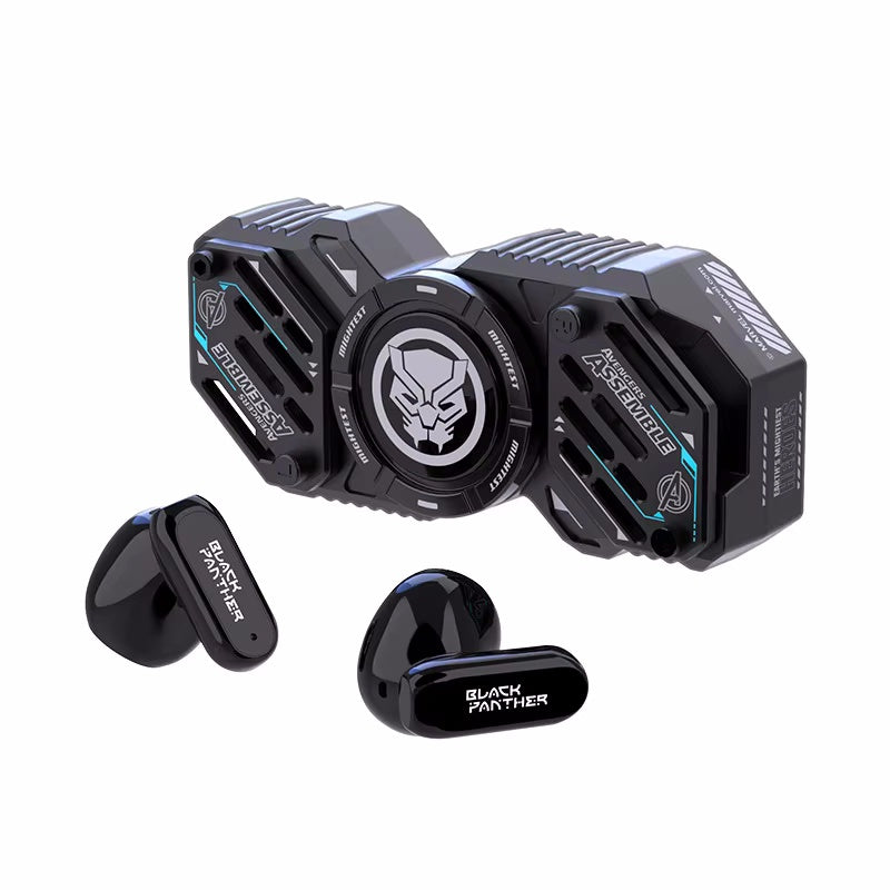 Marvel Iron Man DW-G11 Fidget Spinner Wireless Bluetooth Earbuds, Zinc Alloy Stress Relief Fidget Toy Bluetooth 5.4 Gaming Headphones Touch Control Type-C Fast Charging Collectible Gift for Men Fans