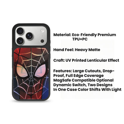 Marvel Spider‑Man Lenticular 3D Dynamic Phone Case TPU+PC Drop‑Resistant Full Edge Protection Matte Phone Cover Color Changing Design For Iphone Fans Birthday Gift