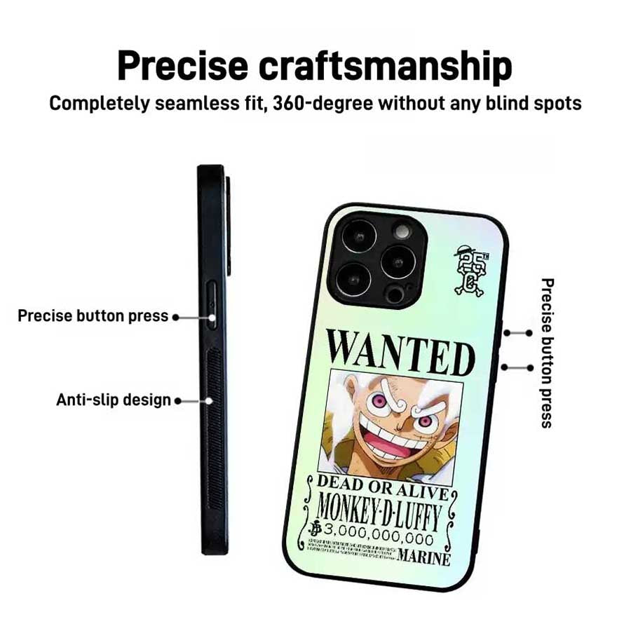 One Piece Monkey D. Luffy 3D Lenticular Phone Case Nika Wanted Poster Dynamic Changing Pattern Shock‑Absorbing Soft Protective Cell Phone Cover For iPhone