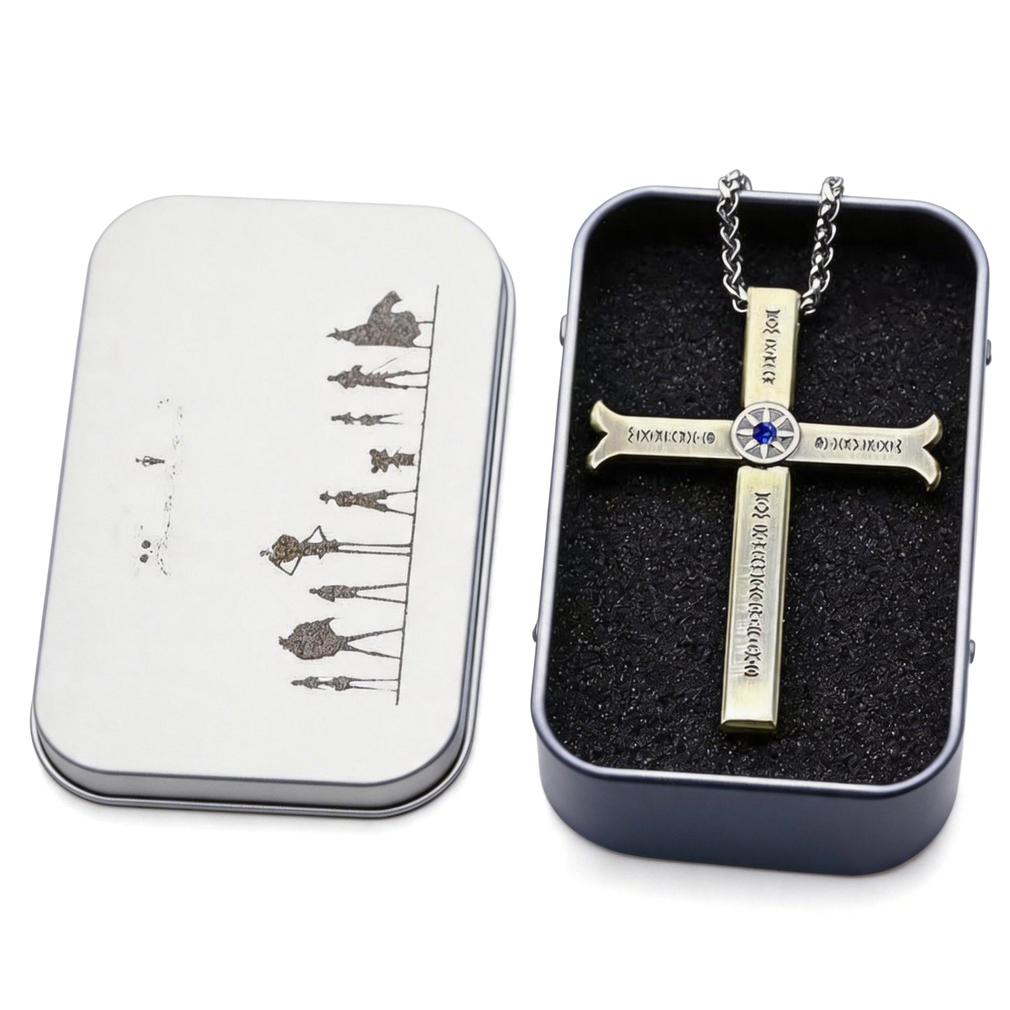 One Piece Dracule Mihawk Anime Cross Sword Pendant Necklace & Keychain, Detachable Blade Titanium Steel Jewelry 2 Colors Anime Character Collectible Accessory Set