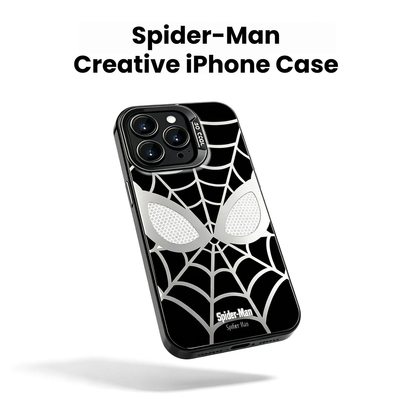Marvel Spider-Man Mask Web Pattern Phone Case 2 Colors Glossy Anti-Fingerprint Camera Protective Slim Shockproof Comfort Grip Protective Cover For iPhone Series