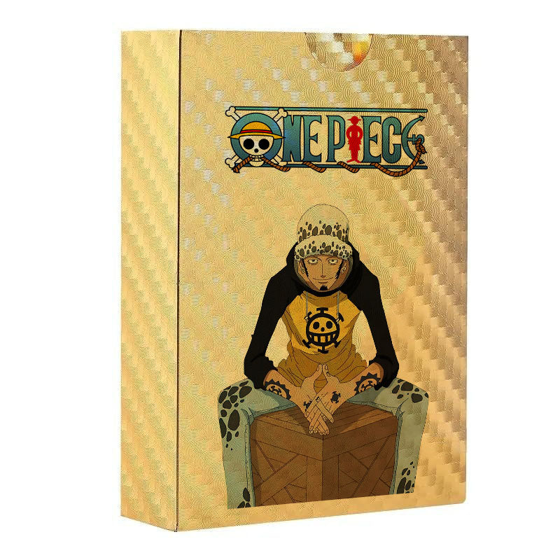 One Piece Monkey D Luffy Roronoa Zoro Gold Foil Collectible Trading Cards Box Set, Anime Character Waterproof Gold Plated TCG Game Cards