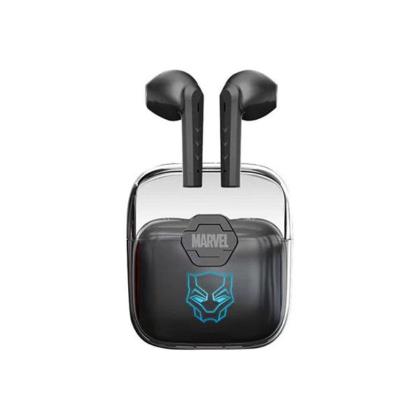 Marvel Iron Man Black Panther Wireless Earbuds, Marvel TWS Bluetooth 5.1 Headphones with LED Light