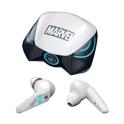 Marvel Spider-Man Iron Man TWS Gaming Bluetooth Earbuds, Low Latency Dual Mode Noise Cancelling Wireless Headphones with RGB Light Charging Case