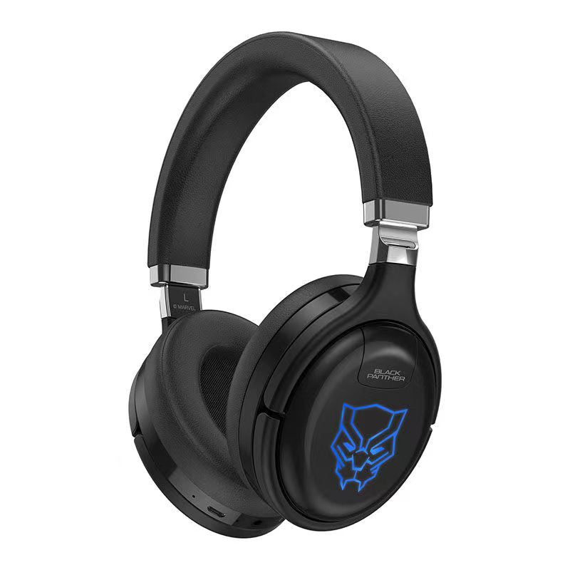 Marvel Iron Man Black Panther Gaming Headphones, Bluetooth 5.1 Over-Ear Headset with LED Light