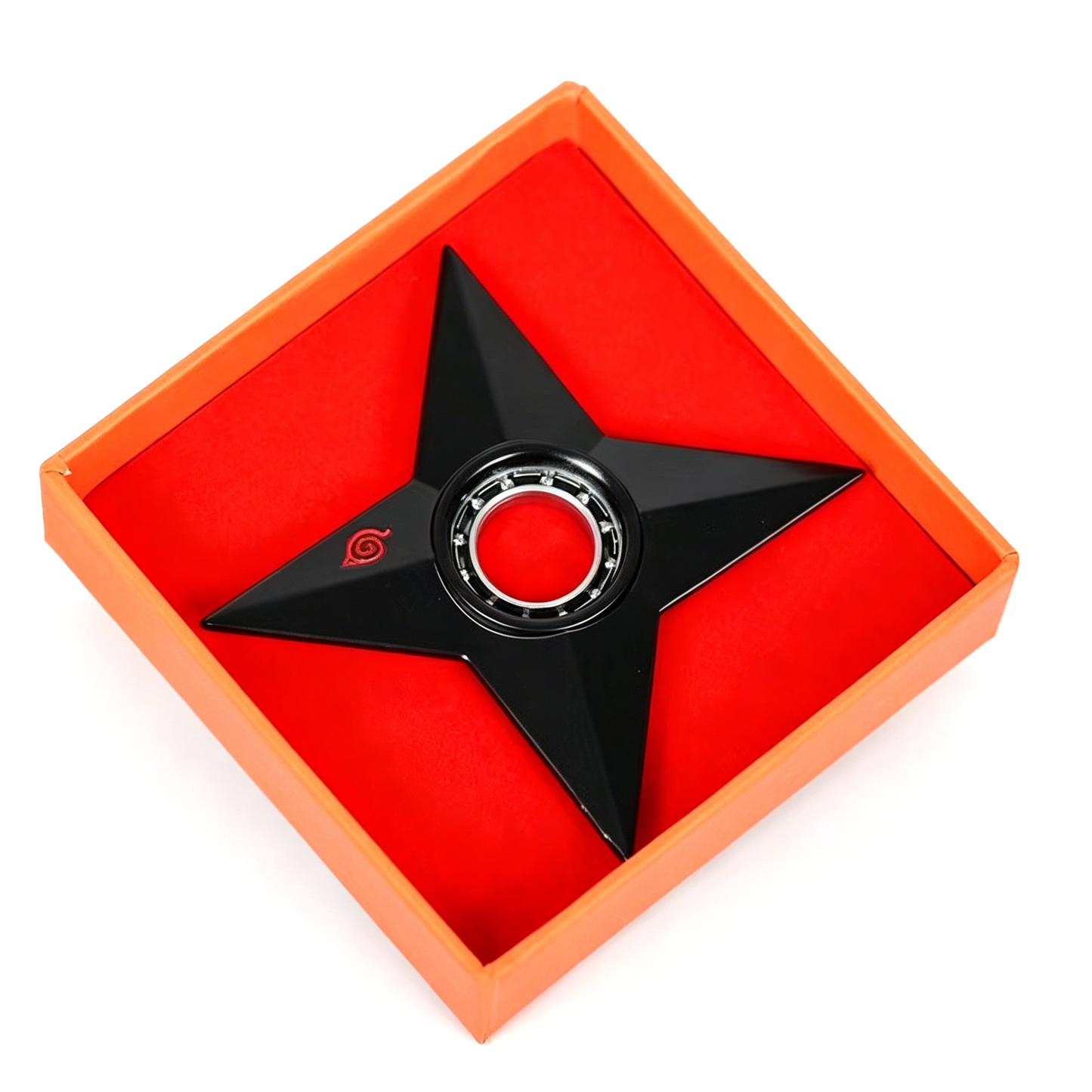 Naruto Metal Ninja Shuriken Fidget Spinner, Konoha Symbol Rotatable Hand Spinner Anime Cosplay Prop Toy, 3.35 Inch Zinc Alloy Stress Relief Collectible Gift For Anime Fans