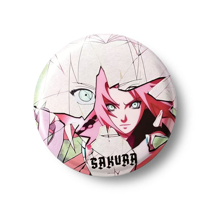 Naruto Uzumaki Sasuke Uchiha Cracked Anime Button Pins, 58mm Character Metal Brooch Badges for Backpack Clothing