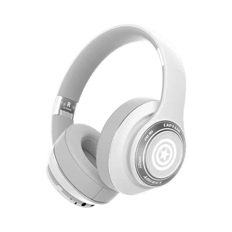 Marvel Iron Man Captain America Over‑Ear Bluetooth Headphones, RGB LED Light Gaming Headset, Bluetooth 5.3, 60MS Low Latency, 40MM Driver, Foldable Wireless Wired Mode Headphones for Game Music