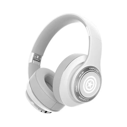 Marvel Iron Man Captain America Over‑Ear Bluetooth Headphones, RGB LED Light Gaming Headset, Bluetooth 5.3, 60MS Low Latency, 40MM Driver, Foldable Wireless Wired Mode Headphones for Game Music