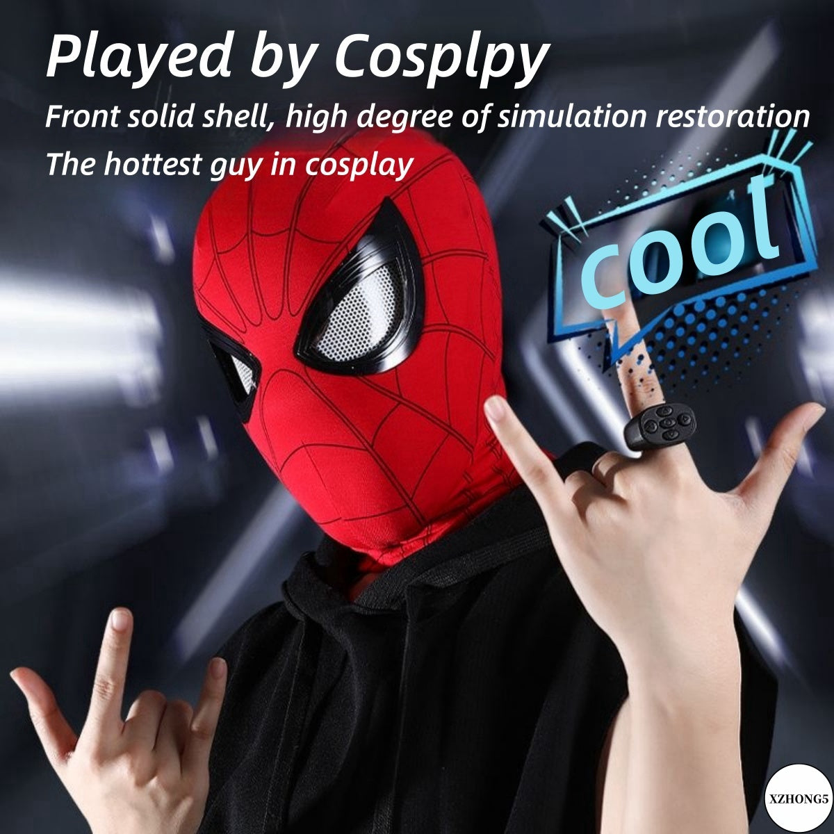 Marvel Spider‑Man Gwen Stacy Miles Morales Electric Mask LED Light Movable Eyes Remote Control Ring Lycra Full Face Helmet Cosplay Costume Prop Multiple Styles For Halloween Anime Fans