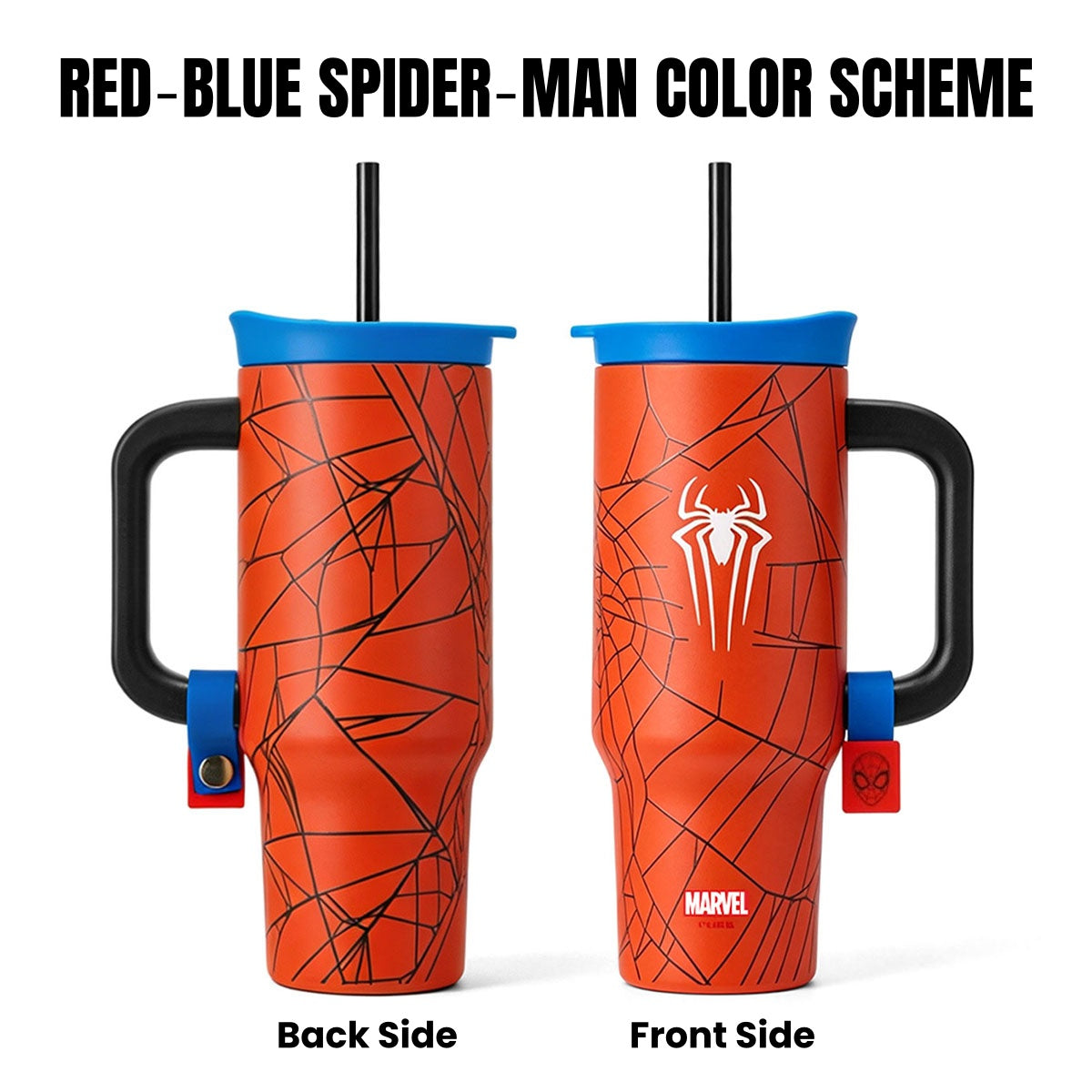 Marvel Spider‑Man Venom 32oz Stainless Steel Tumbler With Handle Straw Double Wall Vacuum Insulated Travel Mug Leak‑Proof Large 950ml Water Cup 2 Color Options For Anime Fans