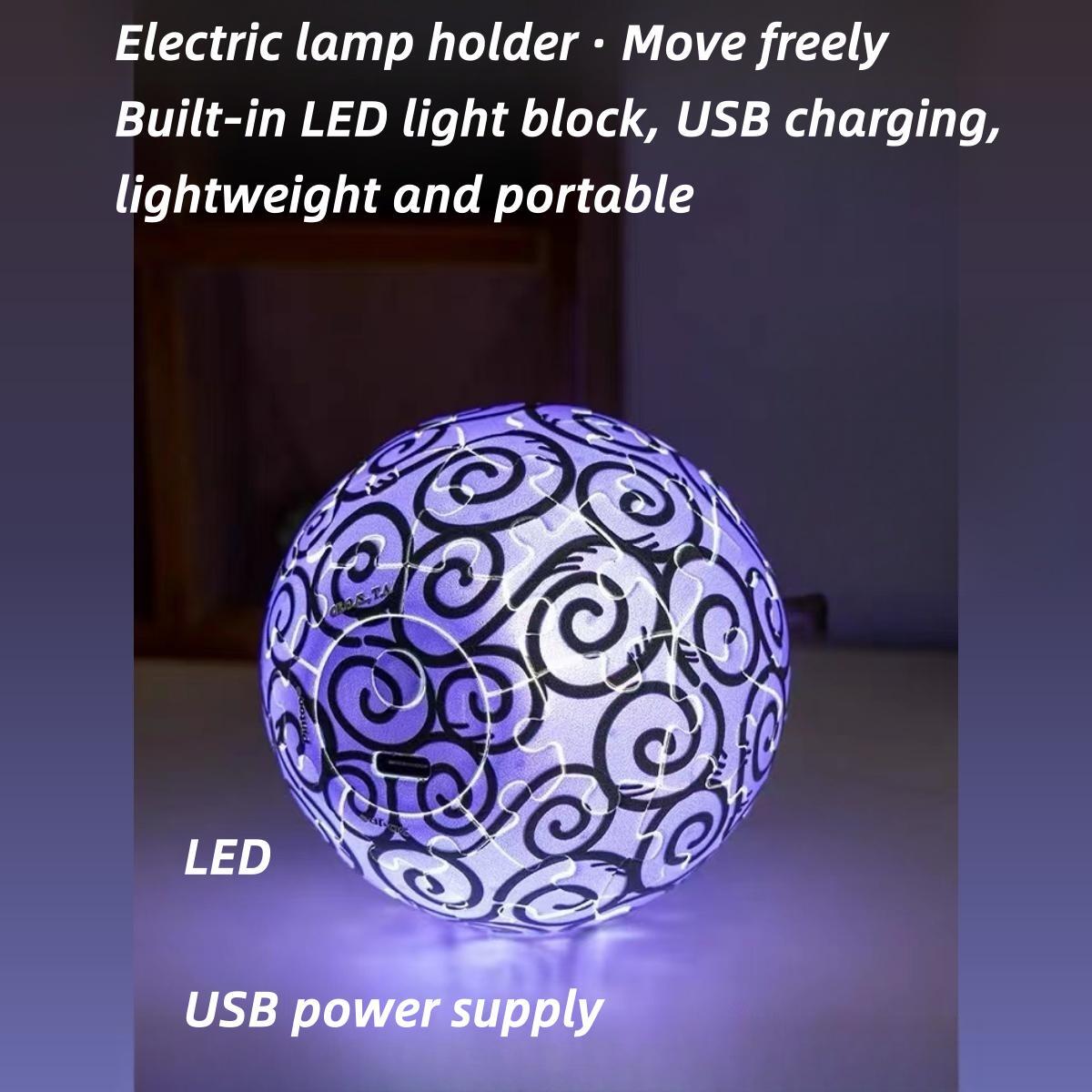 One Piece Monkey D. Luffy Devil Fruit 3D Puzzle Night Light USB Rechargeable LED Ambient Lamp DIY Assembly Sphere Light Bedroom Decor Gift For Anime Fans