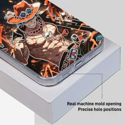 One Piece Portgas D Ace Phone Case Cool Anime Print Raised Lens Protection Shockproof Soft TPU Protective Cell Phone Cover For Iphone