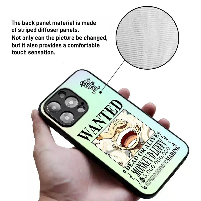 One Piece Monkey D. Luffy 3D Lenticular Phone Case Nika Wanted Poster Dynamic Changing Pattern Shock‑Absorbing Soft Protective Cell Phone Cover For iPhone