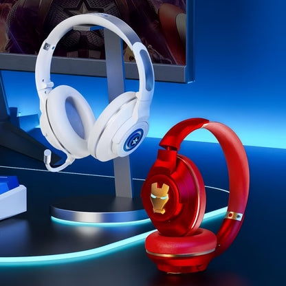 Marvel Iron Man Captain America Over Ear Bluetooth 5.3 Gaming Headphones, Low Latency Headset with Microphone Foldable Comfortable Earpads for Game Music