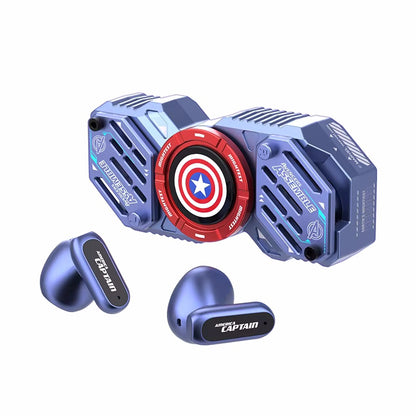 Marvel Iron Man DW-G11 Fidget Spinner Wireless Bluetooth Earbuds, Zinc Alloy Stress Relief Fidget Toy Bluetooth 5.4 Gaming Headphones Touch Control Type-C Fast Charging Collectible Gift for Men Fans