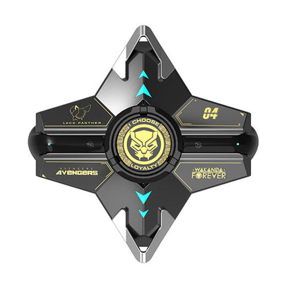 Marvel Iron‑Man Black Panther Spinner Wireless Bluetooth 5.3 Earbuds Fidget Spinner Toy Charging Case Stereo Gaming Headphones With Colorful LED Light For Anime Fans