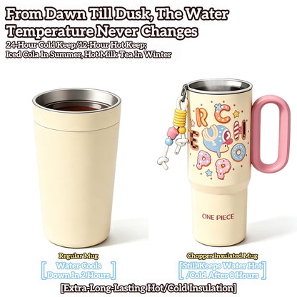 One Piece Tony Tony Chopper 720ml Insulated Tumbler, Anime Stainless Steel Iced Coffee Cup with Keychain