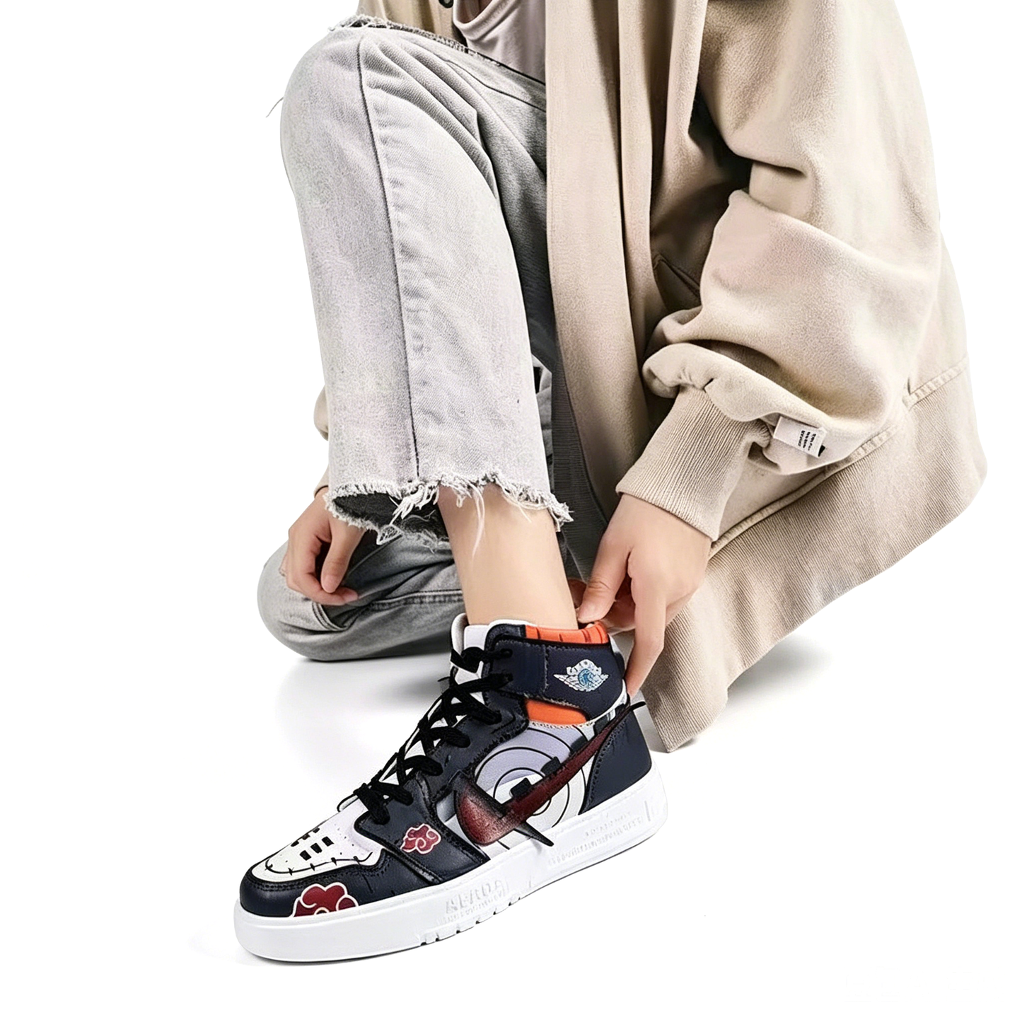 Naruto Pain Yahiko Anime High Top Sneakers, Akatsuki Graphic Casual Streetwear Shoes