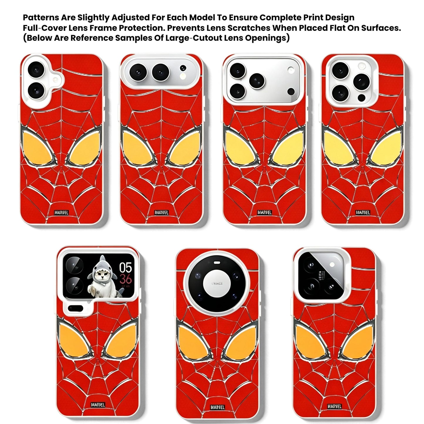 Marvel Spider‑Man Phone Case, 3‑In‑1 Removable Camera Lens Protector Cover, Four‑Corner Airbag Shockproof TPU Bumper, Spider Web Pattern Clear Protective Shell For Multiple Smartphone Models, Anti‑Drop Daily Use Mobile Phone Case