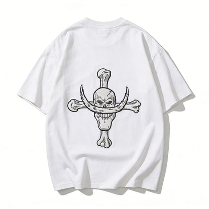 One Piece Whitebeard Edward Newgate Embroidered T-Shirt, Anime Oversized Cotton Tee