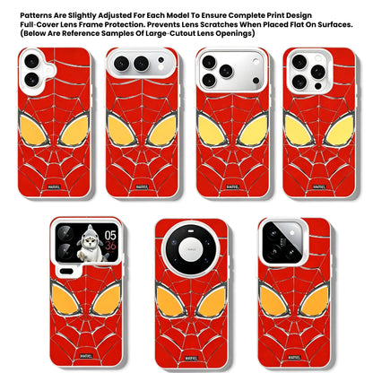 Marvel Spider‑Man Removable Lens Frame Phone Case, 3‑In‑1 Camera Lens Protection Shockproof Airbag Bumper Cover For Multiple Smartphone Models, Cool Red Web Pattern Protective Phone Case For Fans