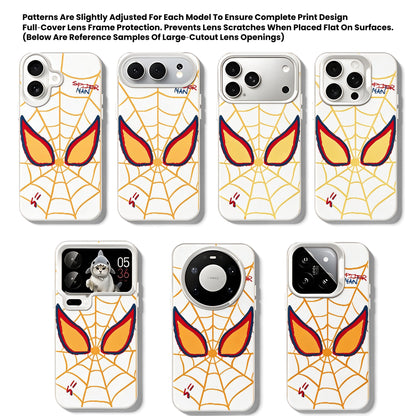 Marvel Spider‑Man Hand‑Drawn Web Pattern Phone Case, Removable 3‑In‑1 Camera Lens Frame, Quadrilateral Airbag Shockproof Anti‑Drop Protective Cover For Multiple Smartphone Models, Cute Cartoon Phone Case For Fans