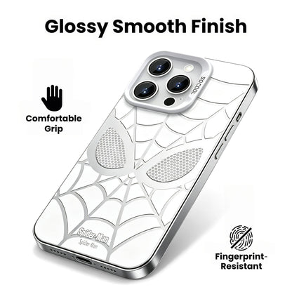 Marvel Spider-Man Mask Web Pattern Phone Case 2 Colors Glossy Anti-Fingerprint Camera Protective Slim Shockproof Comfort Grip Protective Cover For iPhone Series
