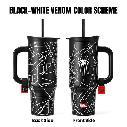 Marvel Spider‑Man Venom 32oz Stainless Steel Tumbler With Handle Straw Double Wall Vacuum Insulated Travel Mug Leak‑Proof Large 950ml Water Cup 2 Color Options For Anime Fans