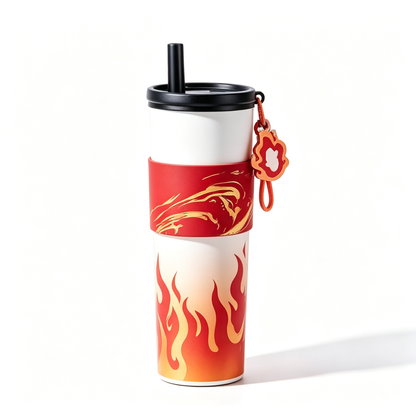 Demon Slayer Tanjiro Nezuko All Designs 710ml Insulated Tumbler 316 Stainless Steel Double Wall Coffee Cup Dual Drinking Lid With Straw Charm Leakproof Travel Water Bottle