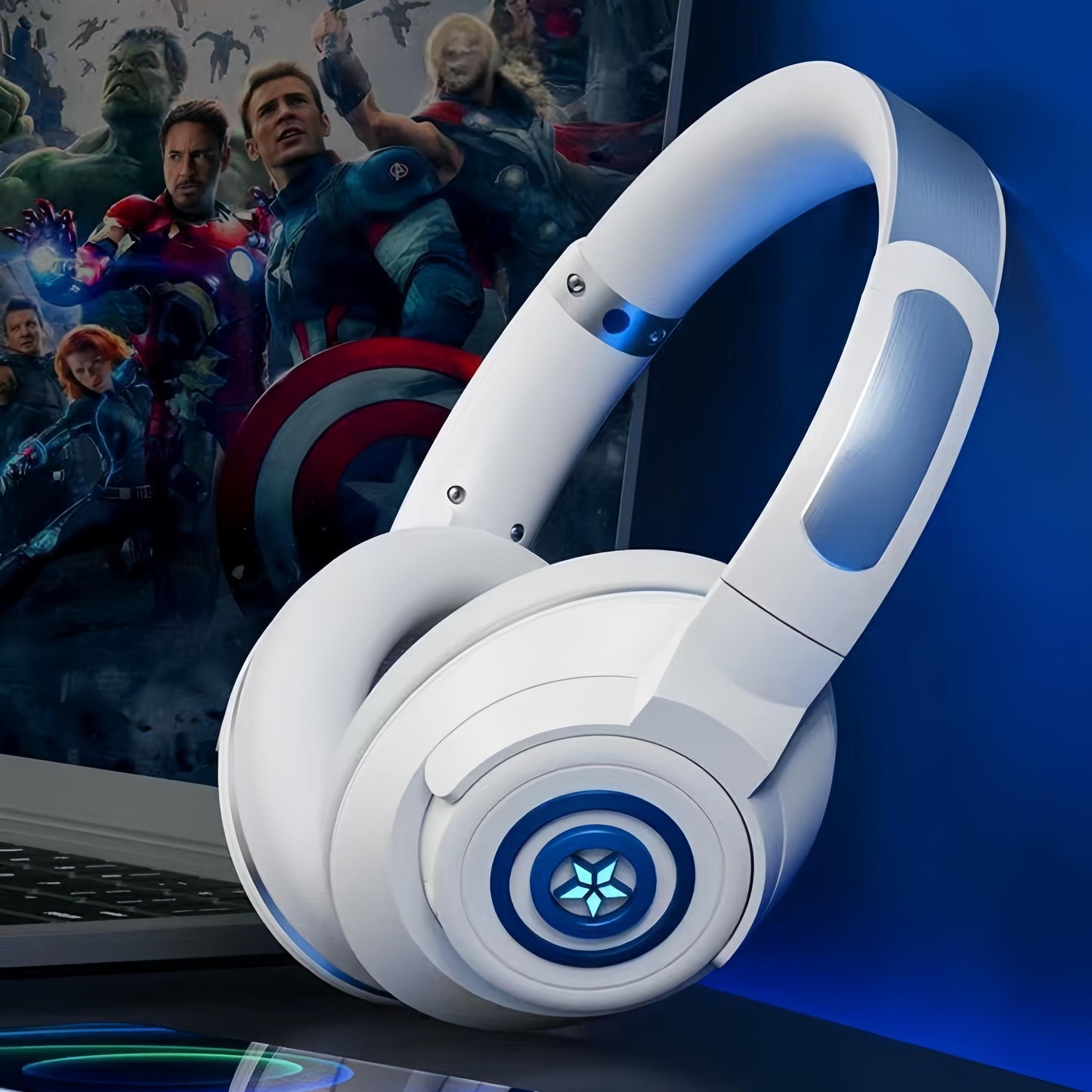 Marvel Iron Man Captain America Over Ear Bluetooth 5.3 Gaming Headphones, Low Latency Headset with Microphone Foldable Comfortable Earpads for Game Music