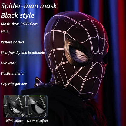 Marvel Spider‑Man Gwen Stacy Miles Morales Electric Mask LED Light Movable Eyes Remote Control Ring Lycra Full Face Helmet Cosplay Costume Prop Multiple Styles For Halloween Anime Fans
