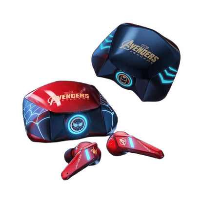 Marvel Spider-Man Iron Man Captain America Gaming Earbuds, Marvel TWS Wireless Headphones with LED Light