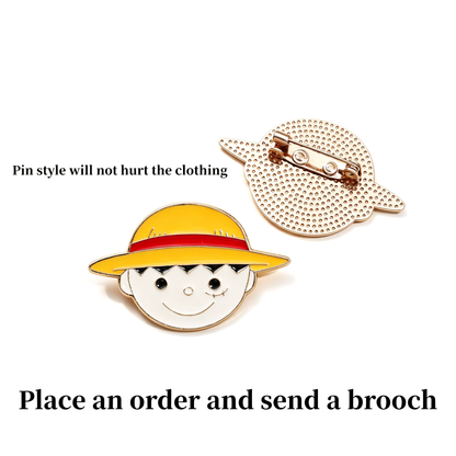 One Piece Monkey D. Luffy 3PCS Jewelry Set, Wanted Poster Necklace + Straw Hat Bracelet + Enamel Pin, Anime Collectible Accessory Bundle