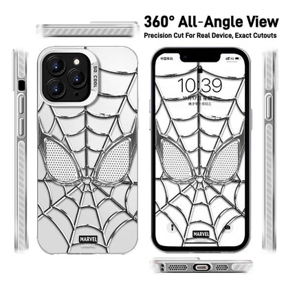 Marvel Spider-Man 3D Electroplated Spider Web Phone Case, Anti-Fingerprint Mirror Finish Protective Cover Precise Camera Cutout Shockproof Cell Phone Case for iPhone