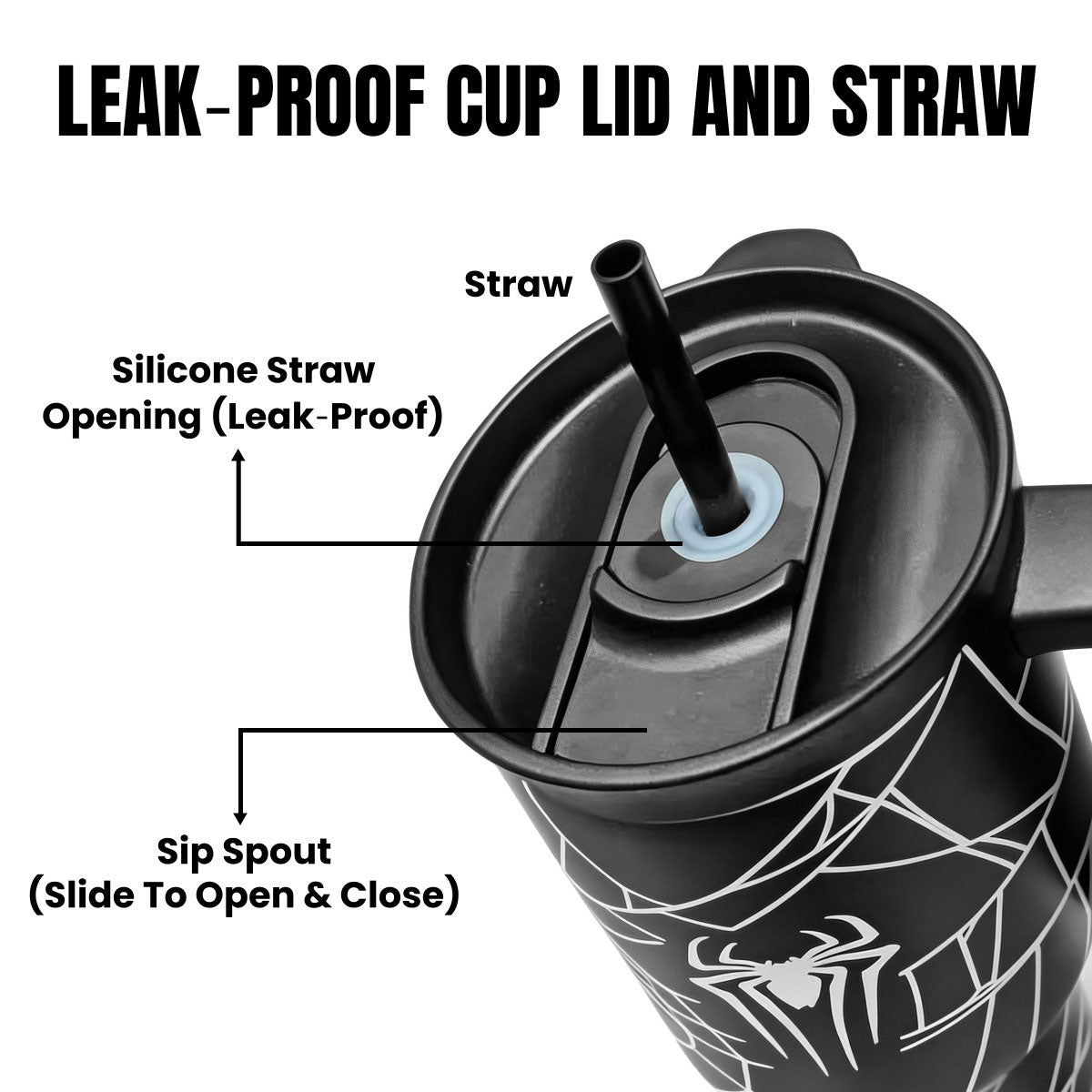 Marvel Spider‑Man Venom 32oz Stainless Steel Tumbler With Handle Straw Double Wall Vacuum Insulated Travel Mug Leak‑Proof Large 950ml Water Cup 2 Color Options For Anime Fans