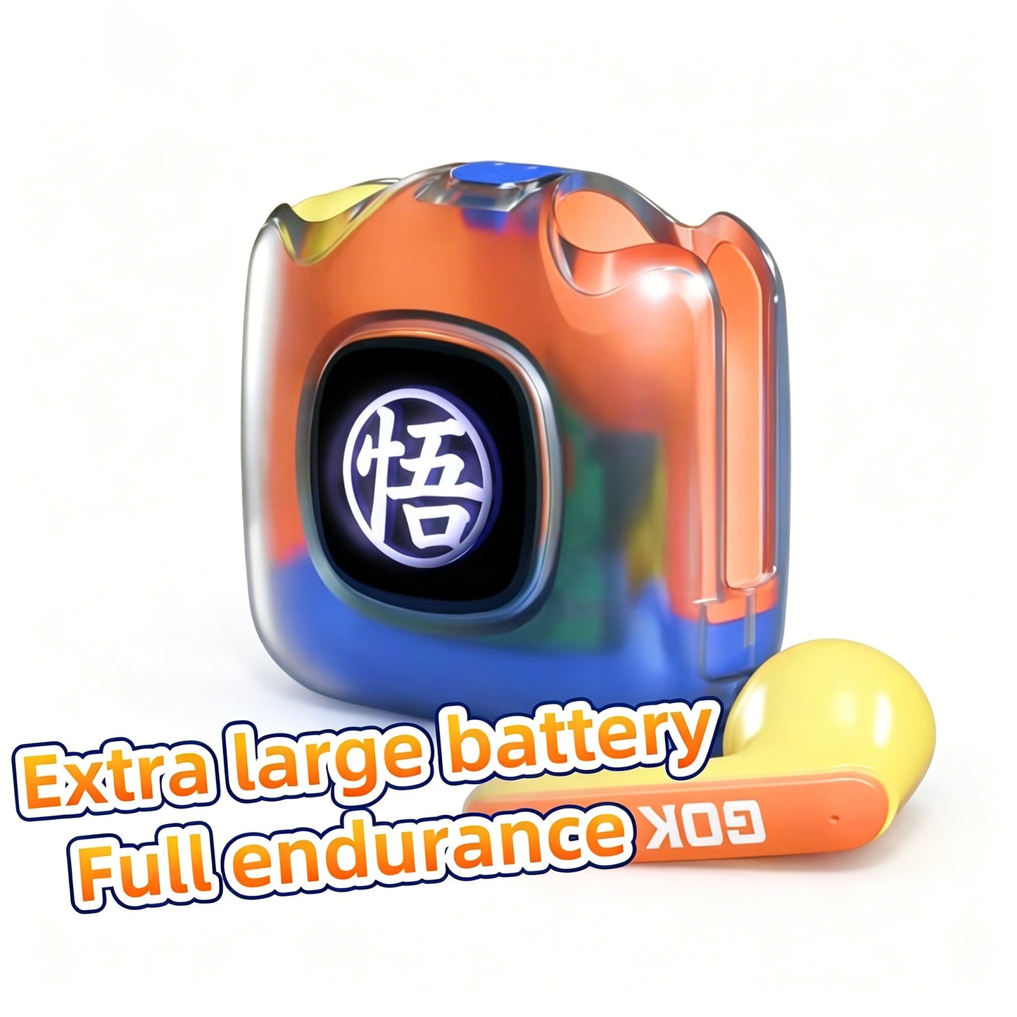 Dragon Ball Son Goku Frieza TWS Wireless Bluetooth 5.3 Earbuds, Transparent Glowing Light Screen Charging Case, Portable Semi‑in‑Ear Anime Headset For Sports Gaming Daily Use