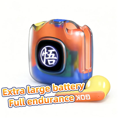 Dragon Ball Son Goku Frieza TWS Wireless Bluetooth 5.3 Earbuds, Transparent Glowing Light Screen Charging Case, Portable Semi‑in‑Ear Anime Headset For Sports Gaming Daily Use