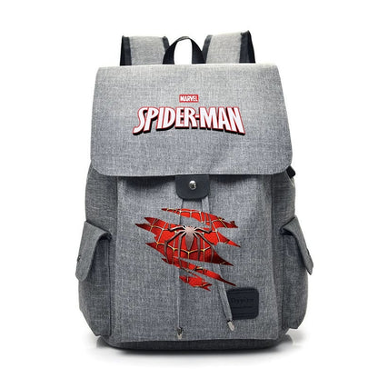 Spider-Man Marvel Canvas Backpack, Flip Top Drawstring Rucksack, Anime Superhero School Bookbag, Casual Travel Daypack Gift for Fans  >