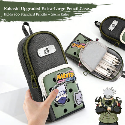 Naruto Anime Pencil Case with DIY Crocs Charms - Large Capacity Stationery Bag